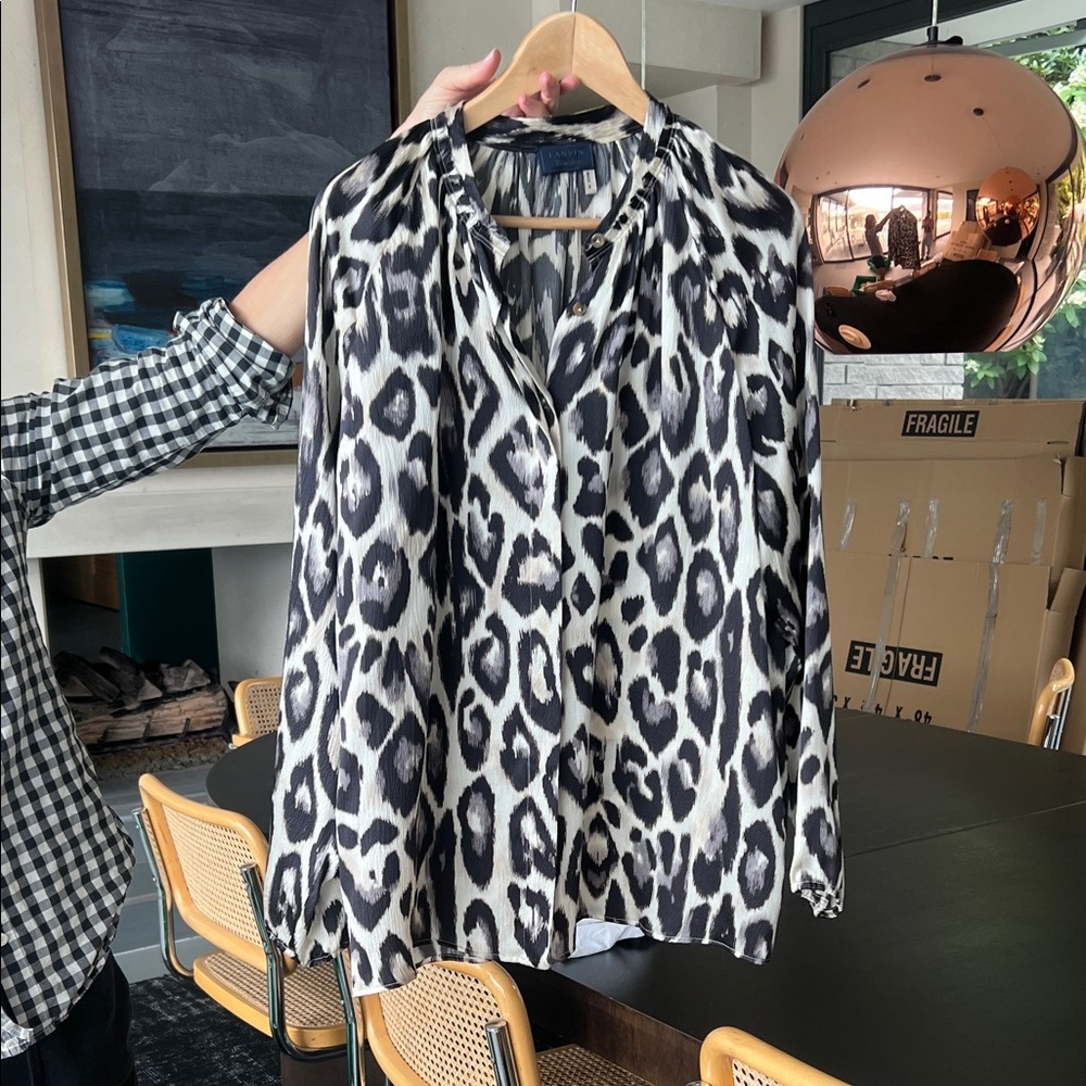 Lanvin Black and White Patterned Top